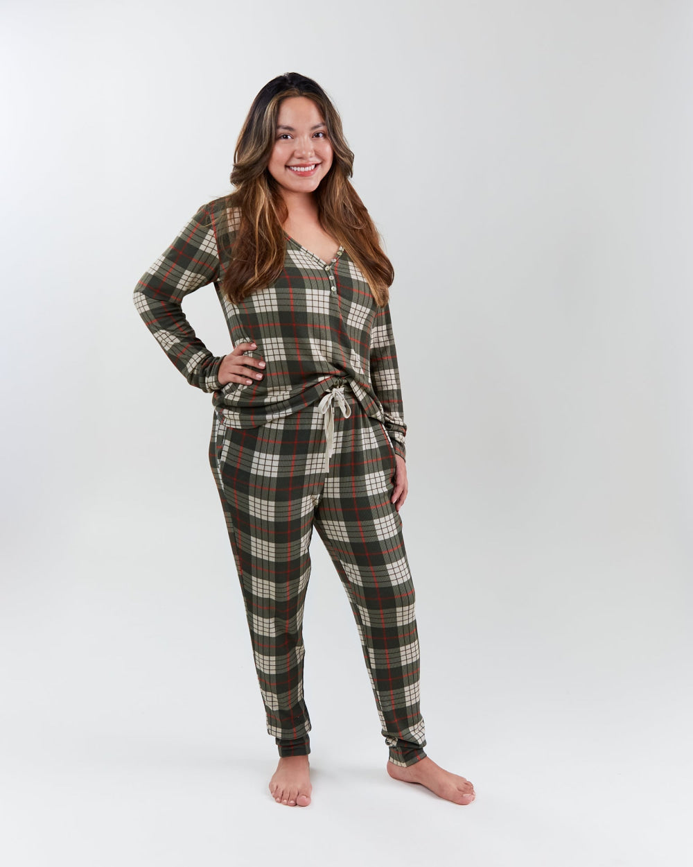 Mama Henley Top - Winter Plaid - Pajamas