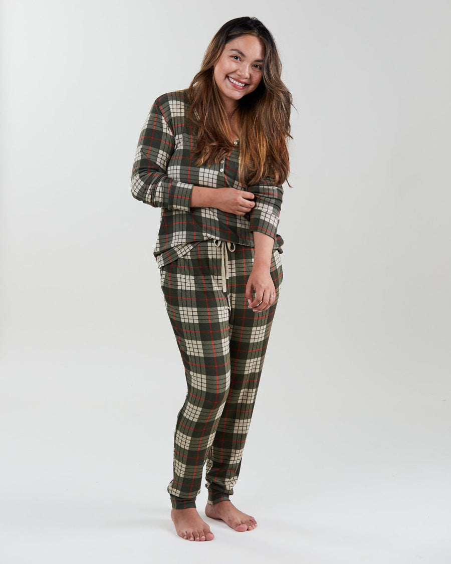 Mama Henley Top - Winter Plaid - Pajamas