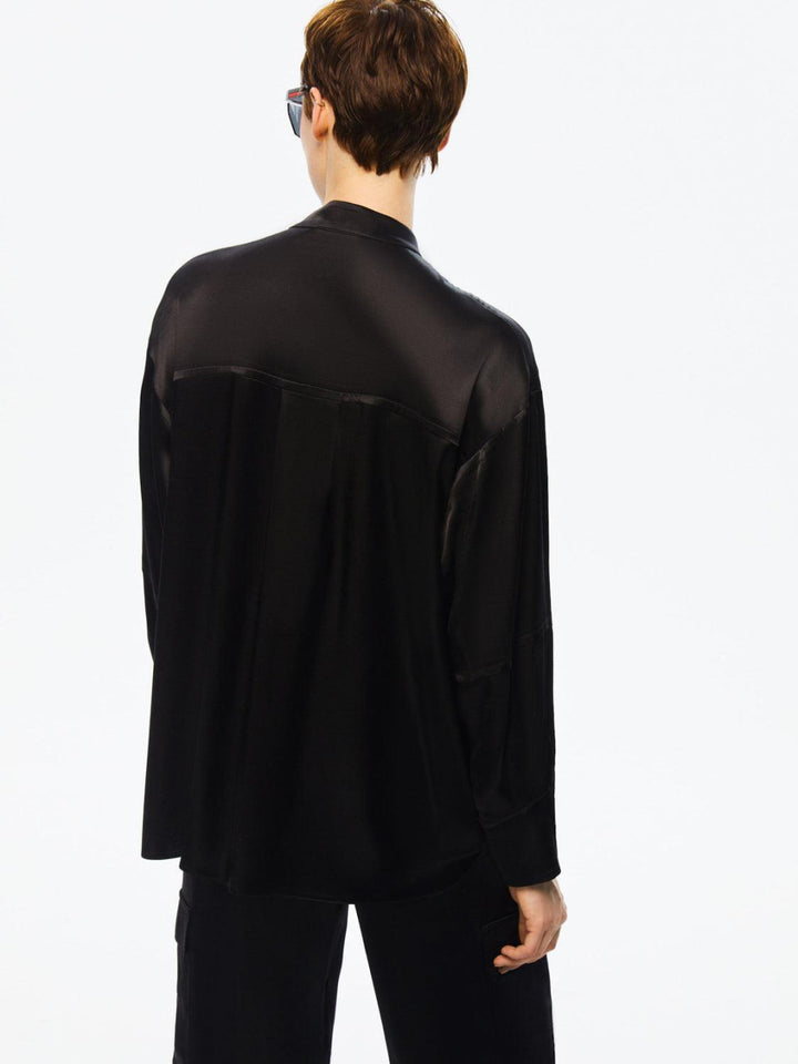 Mandarin Collar Shirt - Black - Collared Shirt