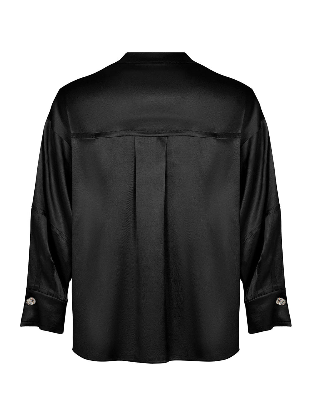 Mandarin Collar Shirt - Black - Collared Shirt