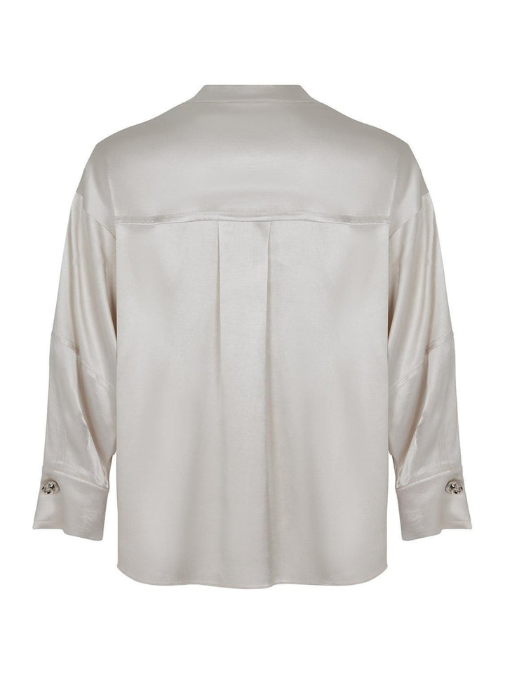 Mandarin Collar Shirt - Gray - Collared Shirt