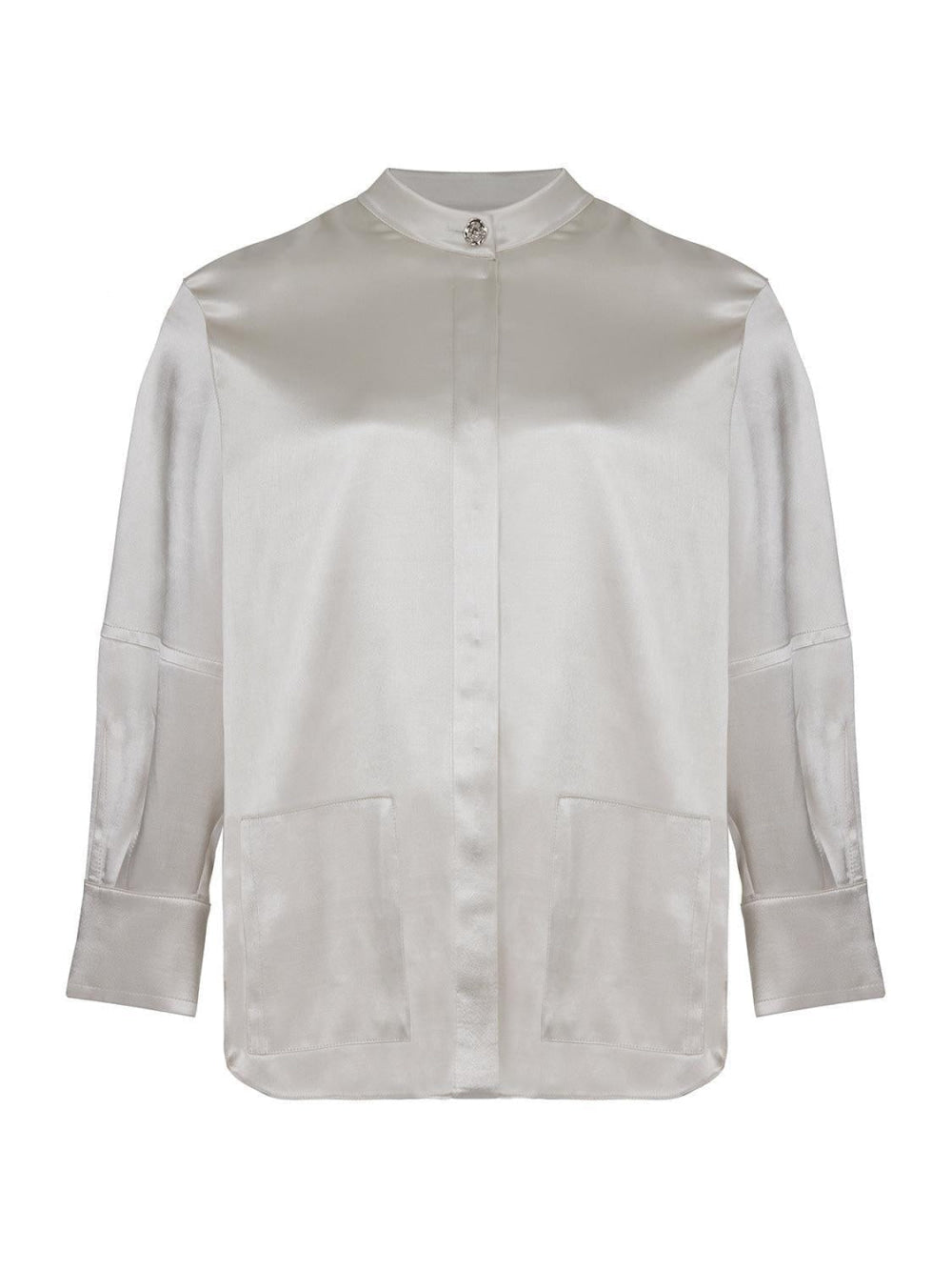 Mandarin Collar Shirt - Gray - Collared Shirt
