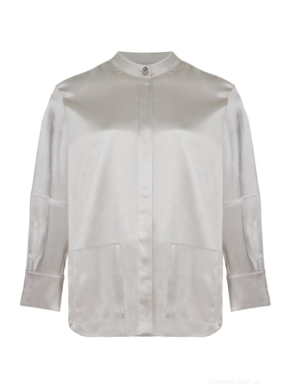 Mandarin Collar Shirt - Gray - Collared Shirt