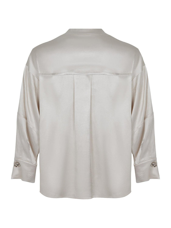 Mandarin Collar Shirt - Gray - Collared Shirt