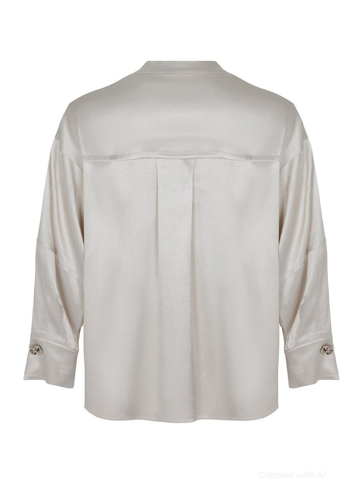Mandarin Collar Shirt - Gray - Collared Shirt