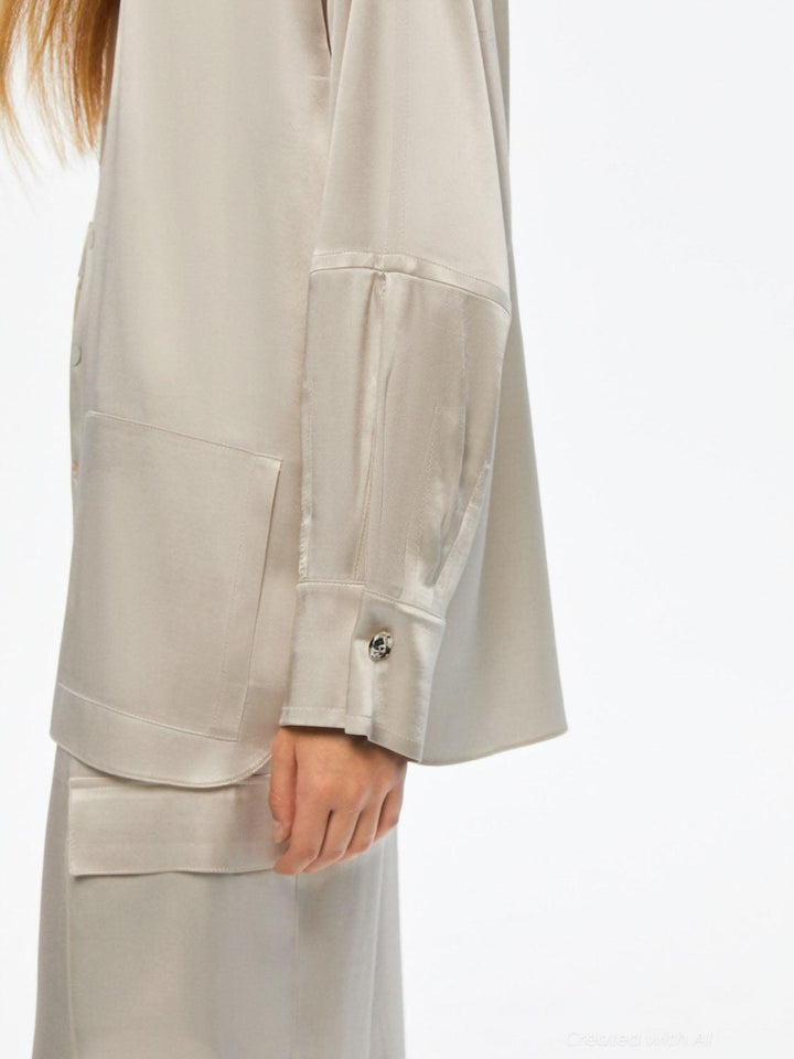 Mandarin Collar Shirt - Gray - Collared Shirt