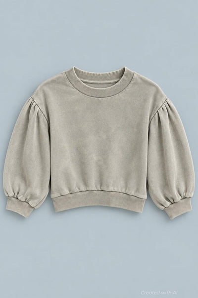 Mandi Cropped Sweatshirt - Tan - Crewneck Sweatshirt
