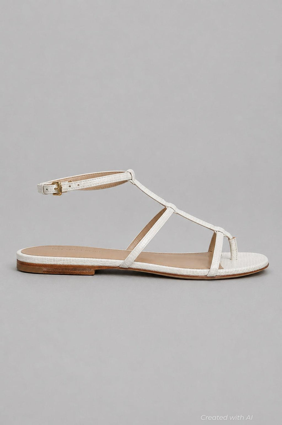 Marbella Lizard-Embossed Sandal - Parchment - US W 8 - Sandals