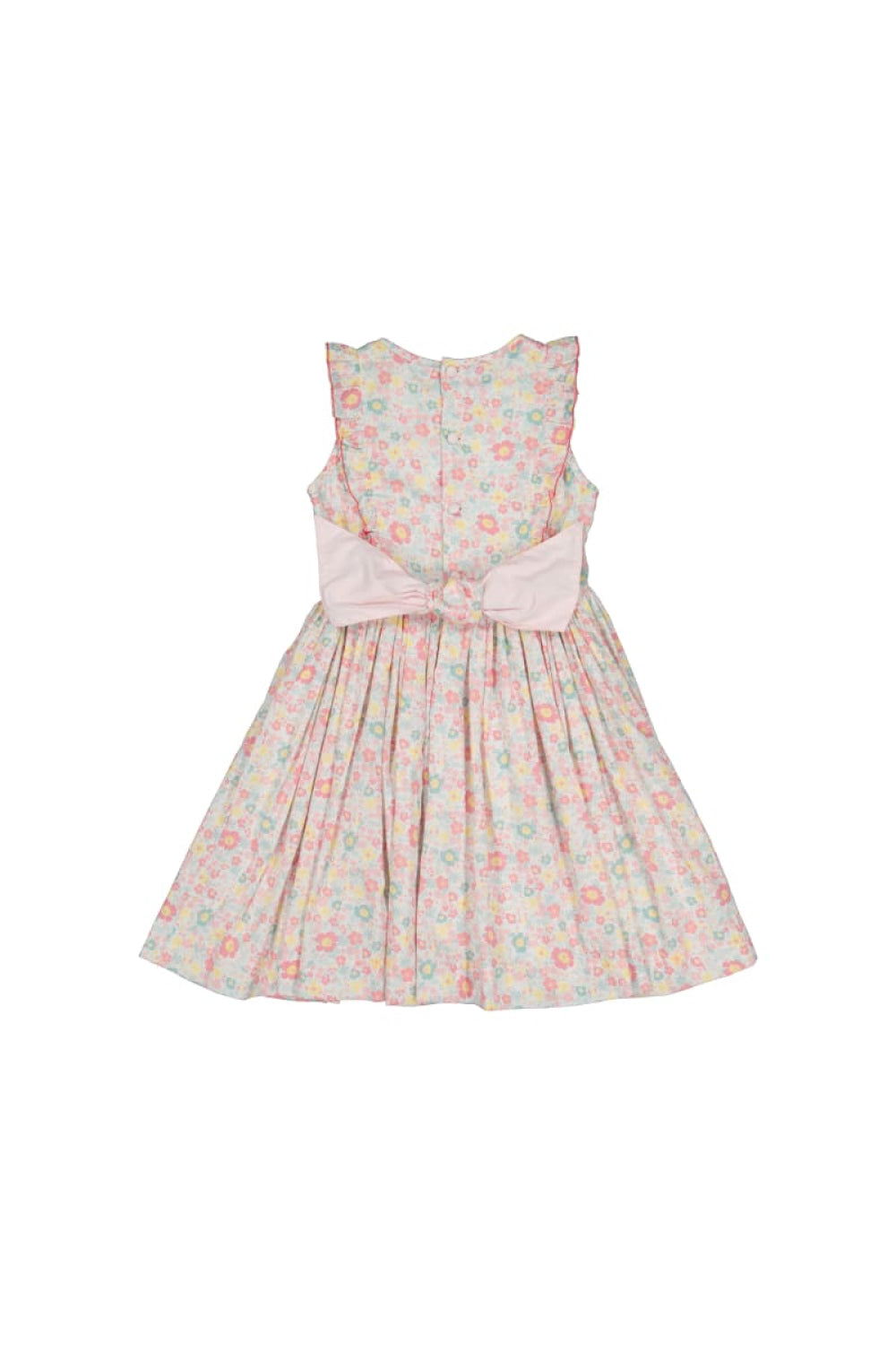 Marguerite Frilled Sleeveless Smocked Dress - Pink Floral - Dresses