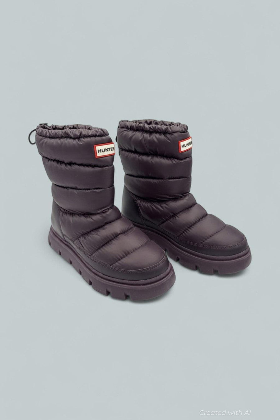 Maribel Lug Sole Insulated Waterproof Snow Booties - Dark Purple - 8 - Boots