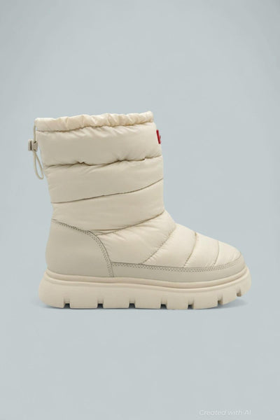 Maribel Lug Sole Insulated Waterproof Snow Booties - Ivory - 9 - Boots
