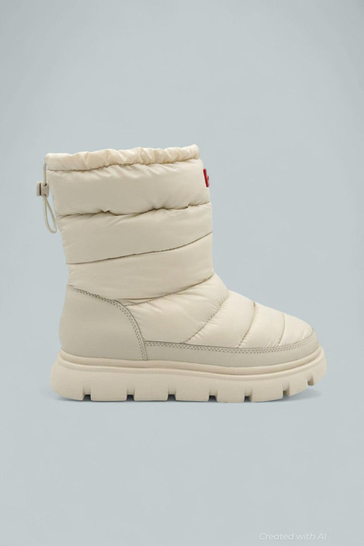 Maribel Lug Sole Insulated Waterproof Snow Booties - Ivory - 9 - Boots