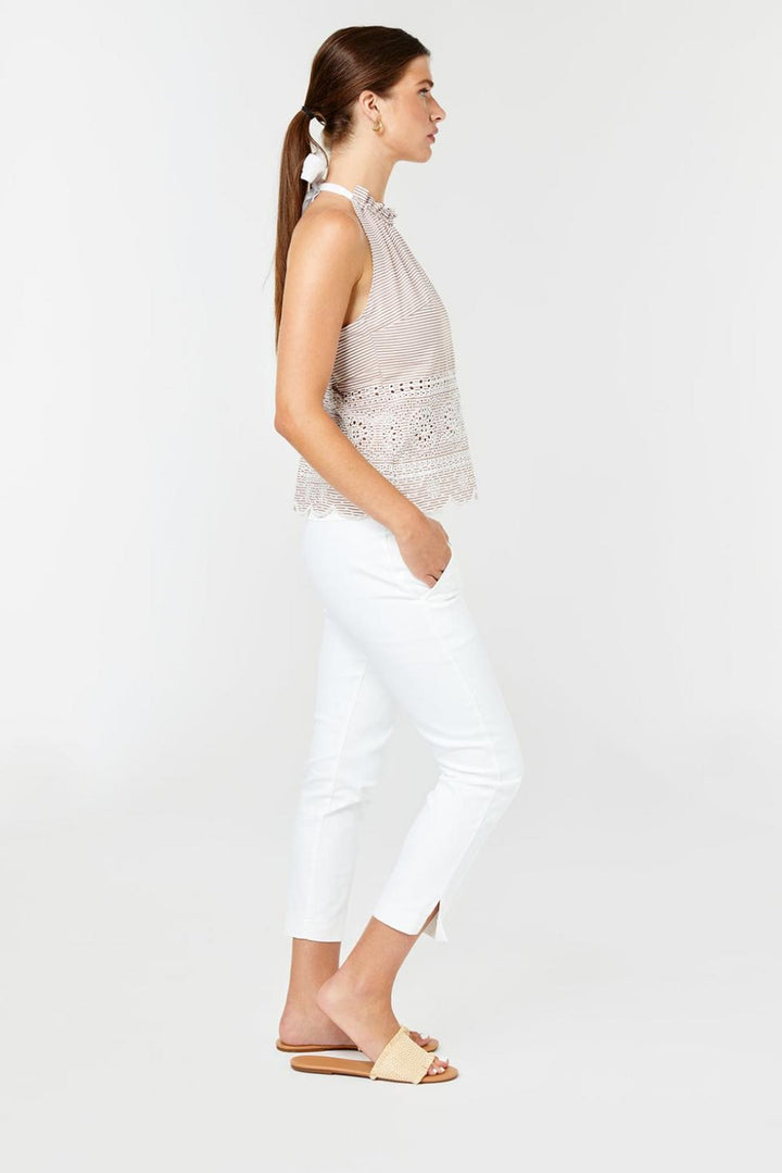 Marin - Mocha / White Stripes - Halter Top