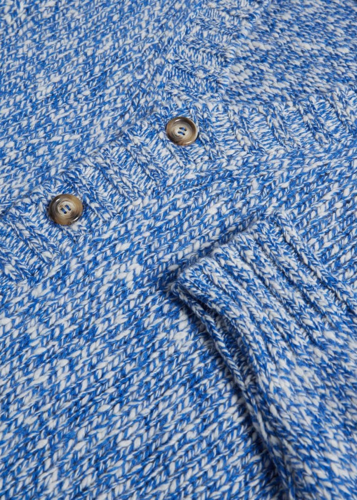 Marled Button Front Cardigan - Blue Mix - Cardigan