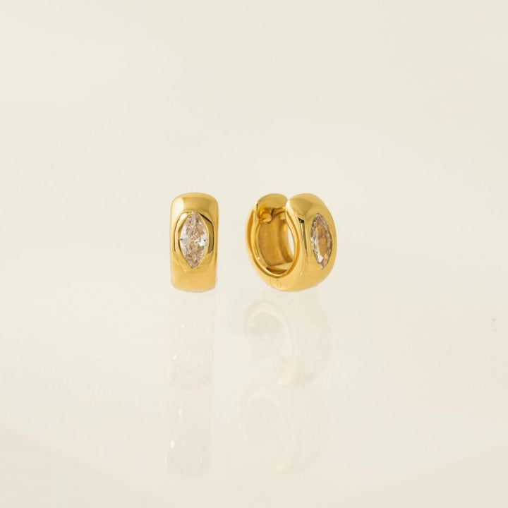 Marquise Chunky Huggie Hoop Earrings - Gold - Earrings