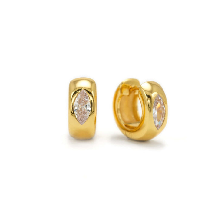 Marquise Chunky Huggie Hoop Earrings - Gold - Earrings