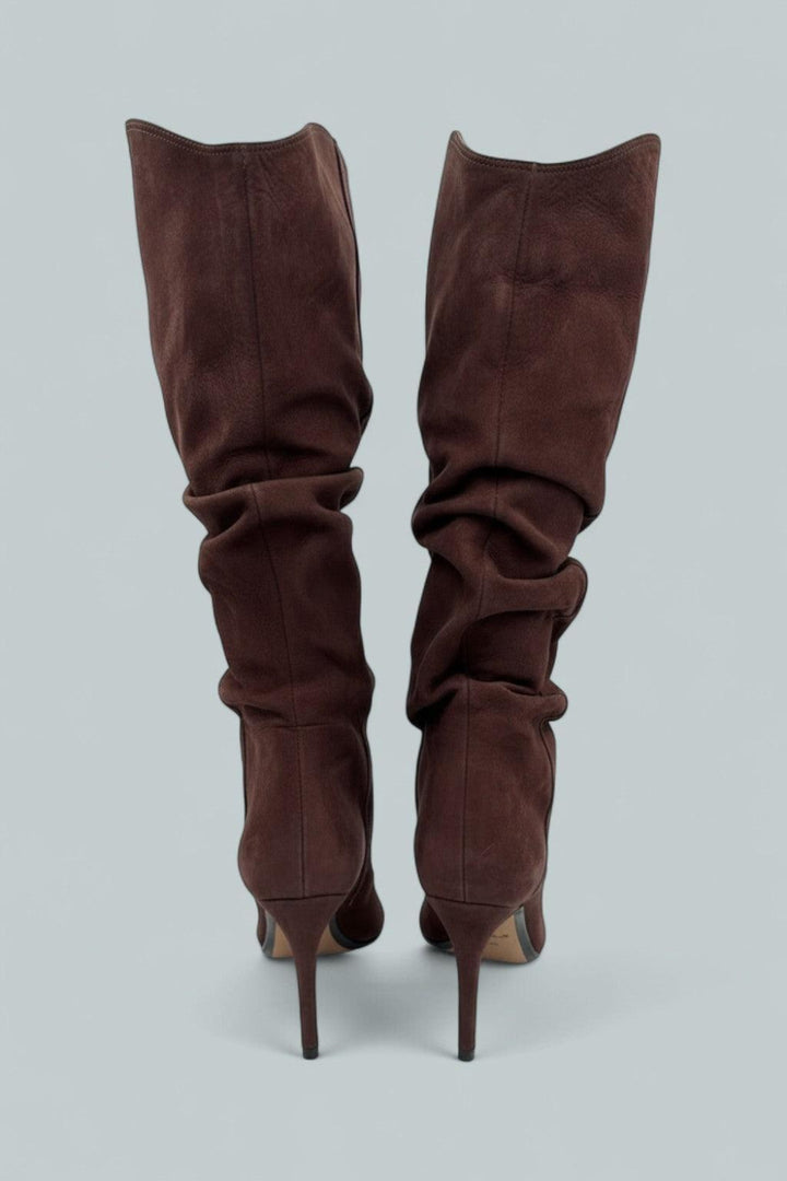 Maryana Up Slouch Leather Boots - Root Brown Nubuck - US W 6.5 - Boots