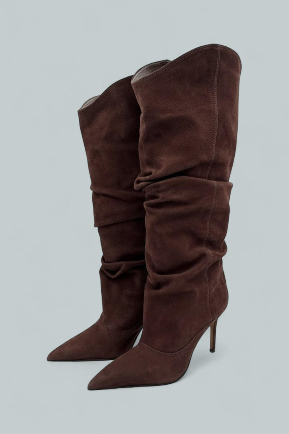 Maryana Up Slouch Leather Boots - Root Brown Nubuck - US W 6.5 - Boots