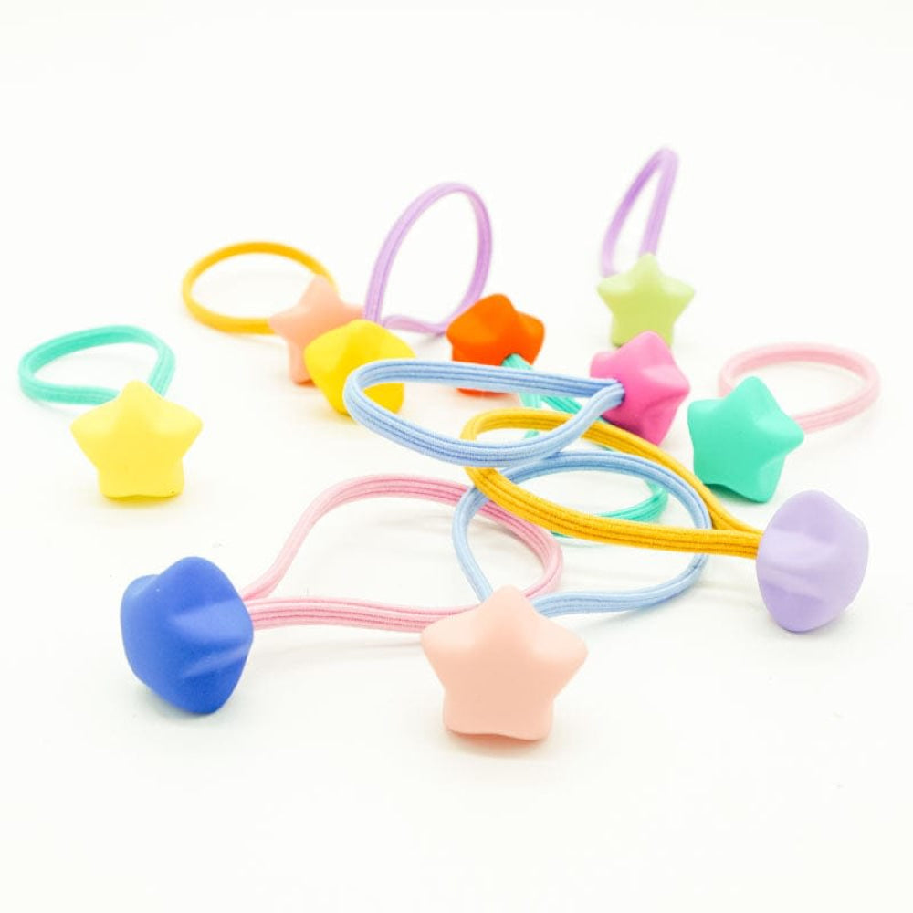 Matte Stars Hair Elastic 10Pc Box Set - Rainbow - OS - Hair Accessories