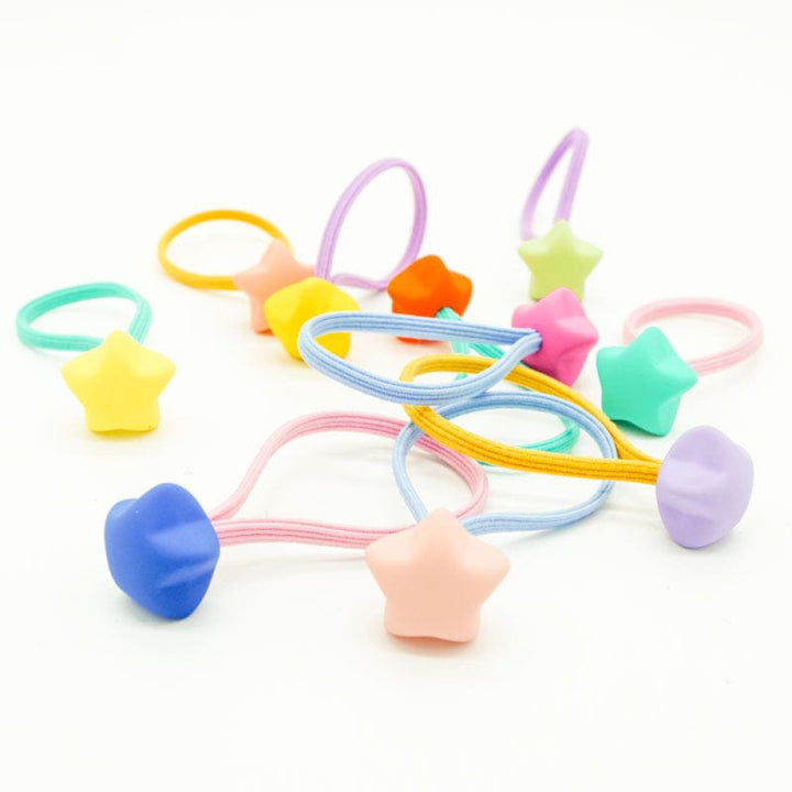 Matte Stars Hair Elastic 10Pc Box Set - Rainbow - OS - Hair Accessories