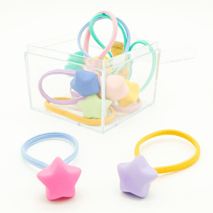 Matte Stars Hair Elastic 10Pc Box Set - Rainbow - OS - Hair Accessories