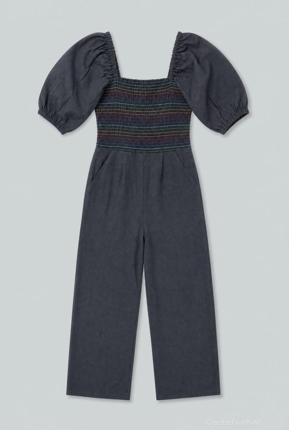 Mattie Smocked Jumpsuit - Black - Jumpsuit