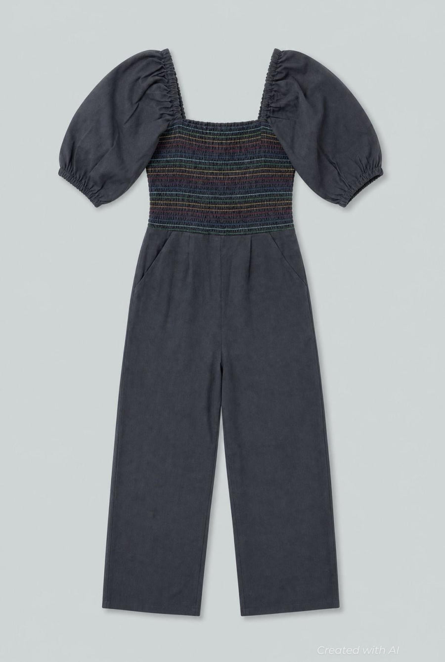 Mattie Smocked Jumpsuit - Black - Jumpsuit