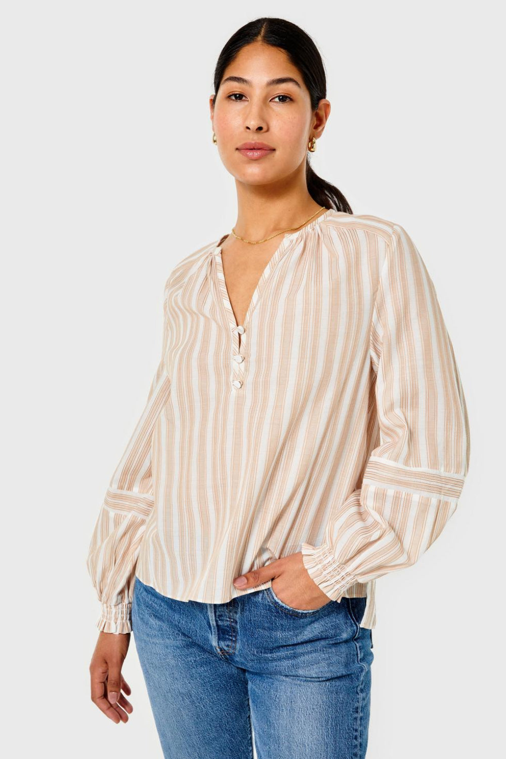Maya - Mocha & White - Blouse