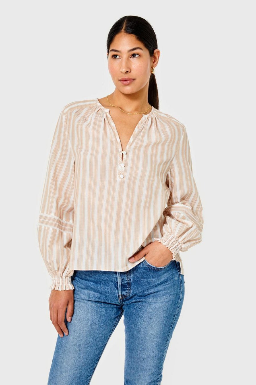 Maya - Mocha & White - Blouse