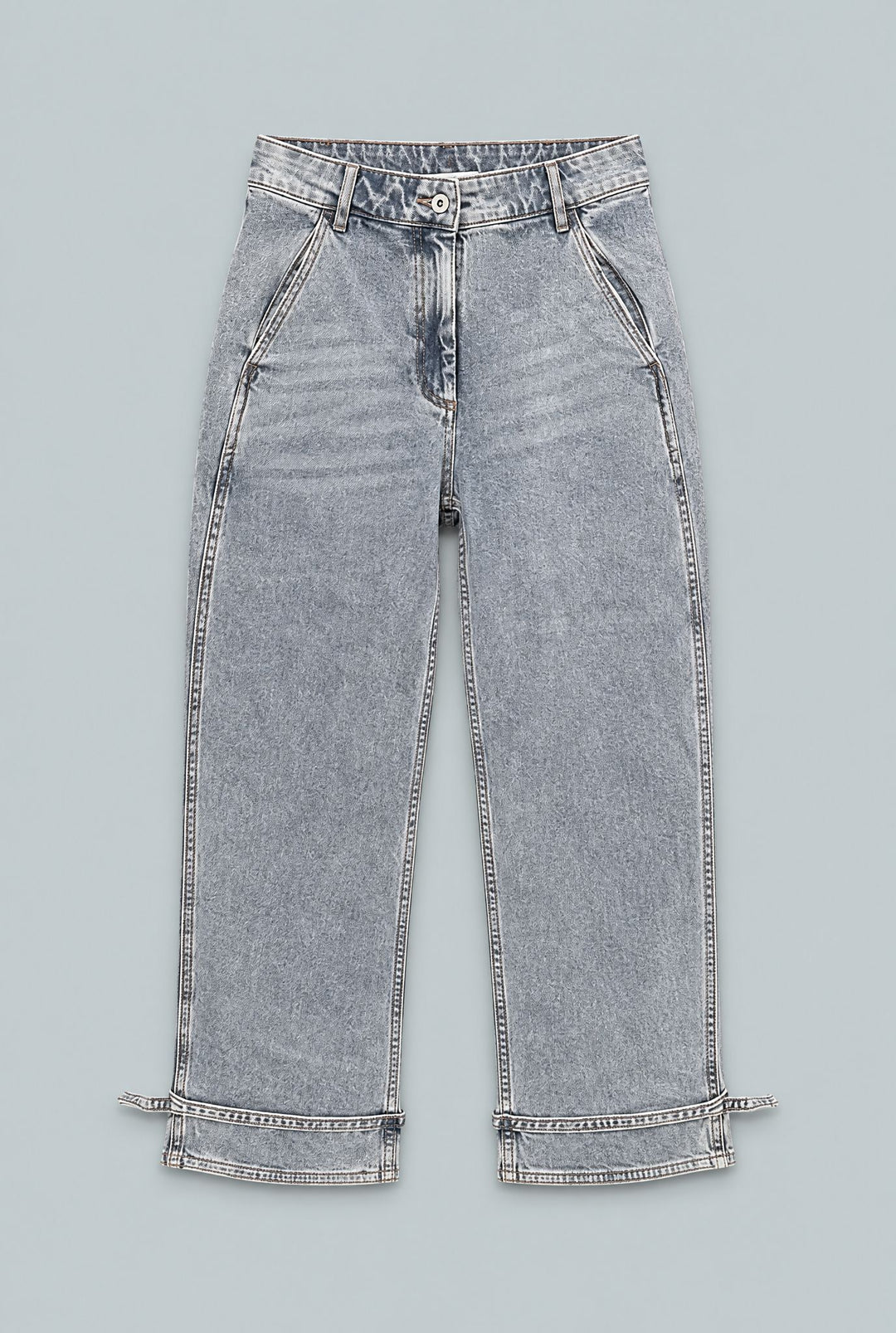 Tie Ankle Denim - Light Blue