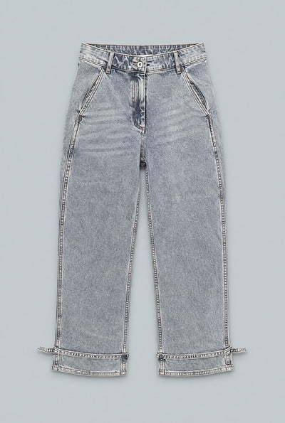 Tie Ankle Denim - Light Blue
