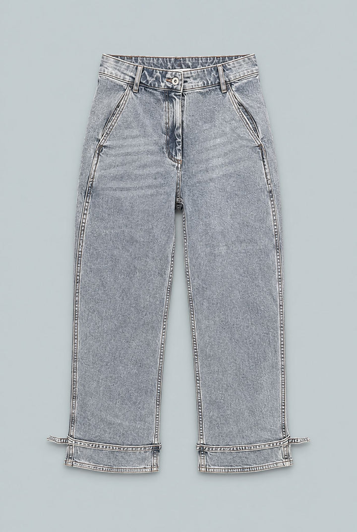 Tie Ankle Denim - Light Blue
