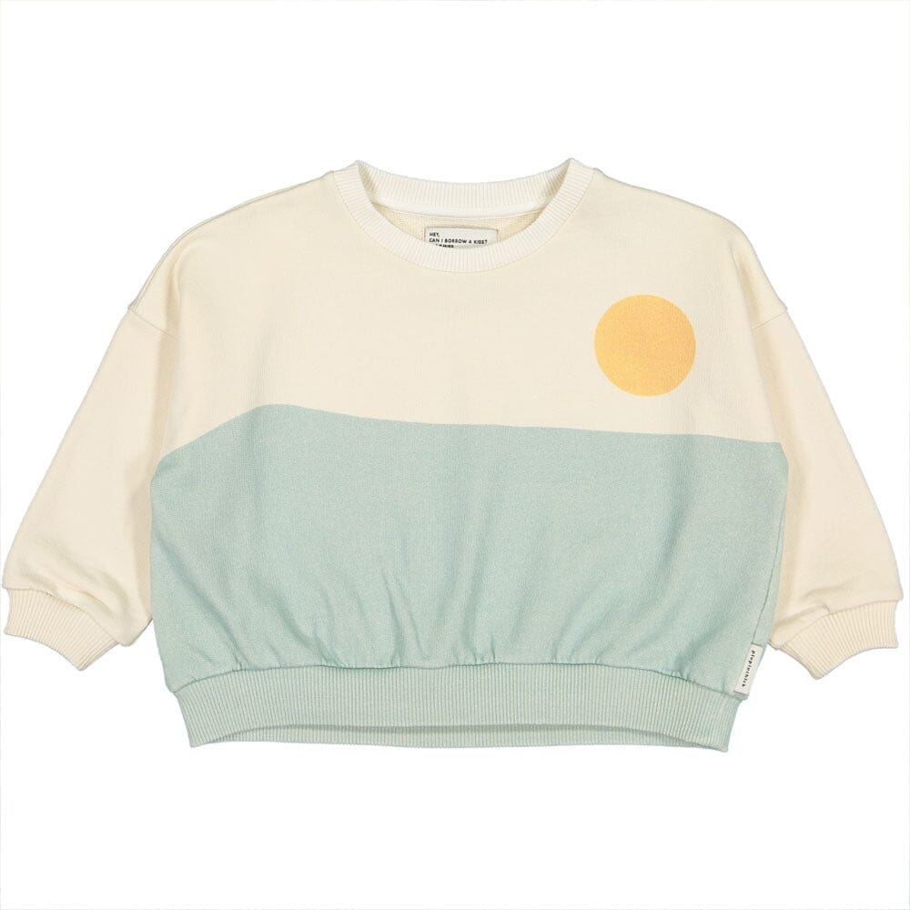 Unisex Sweatshirt - Off White & Light Blue w/ "Les Amis" Print Sweaters Piupiuchick 