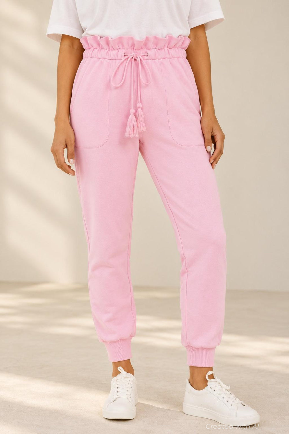 Meghan Paperbag Sweatpants - Pink - Sweatpant
