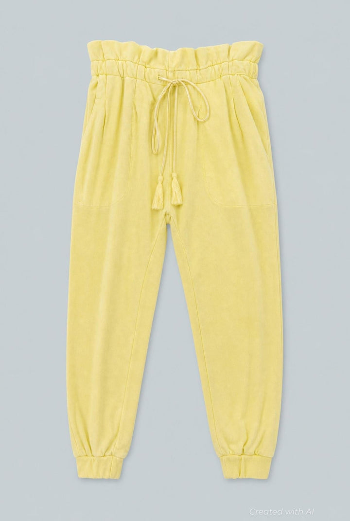 Meghan Paperbag Sweatpants - Yellow - Sweatpant