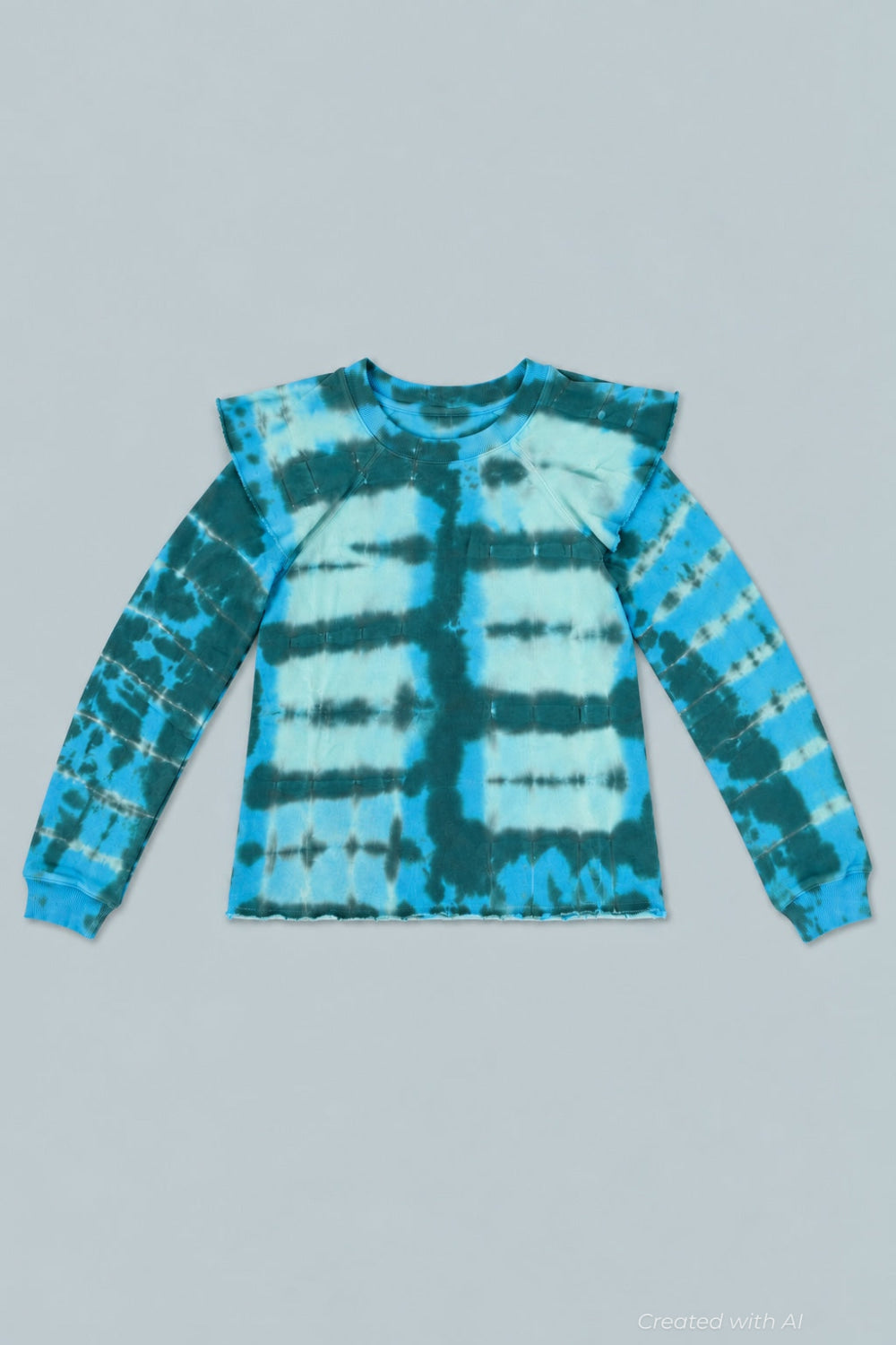 Meghan Ruffle Shoulder Sweatshirt - Blue - Crewneck Sweatshirt