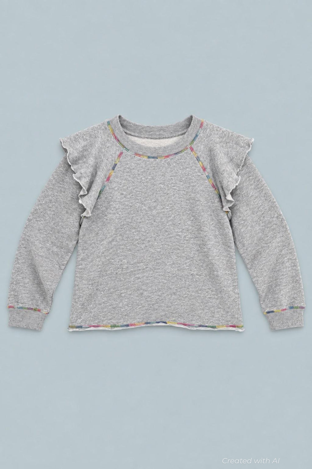 Meghan Ruffle Shoulder Sweatshirt - Gray - Sweatshirt
