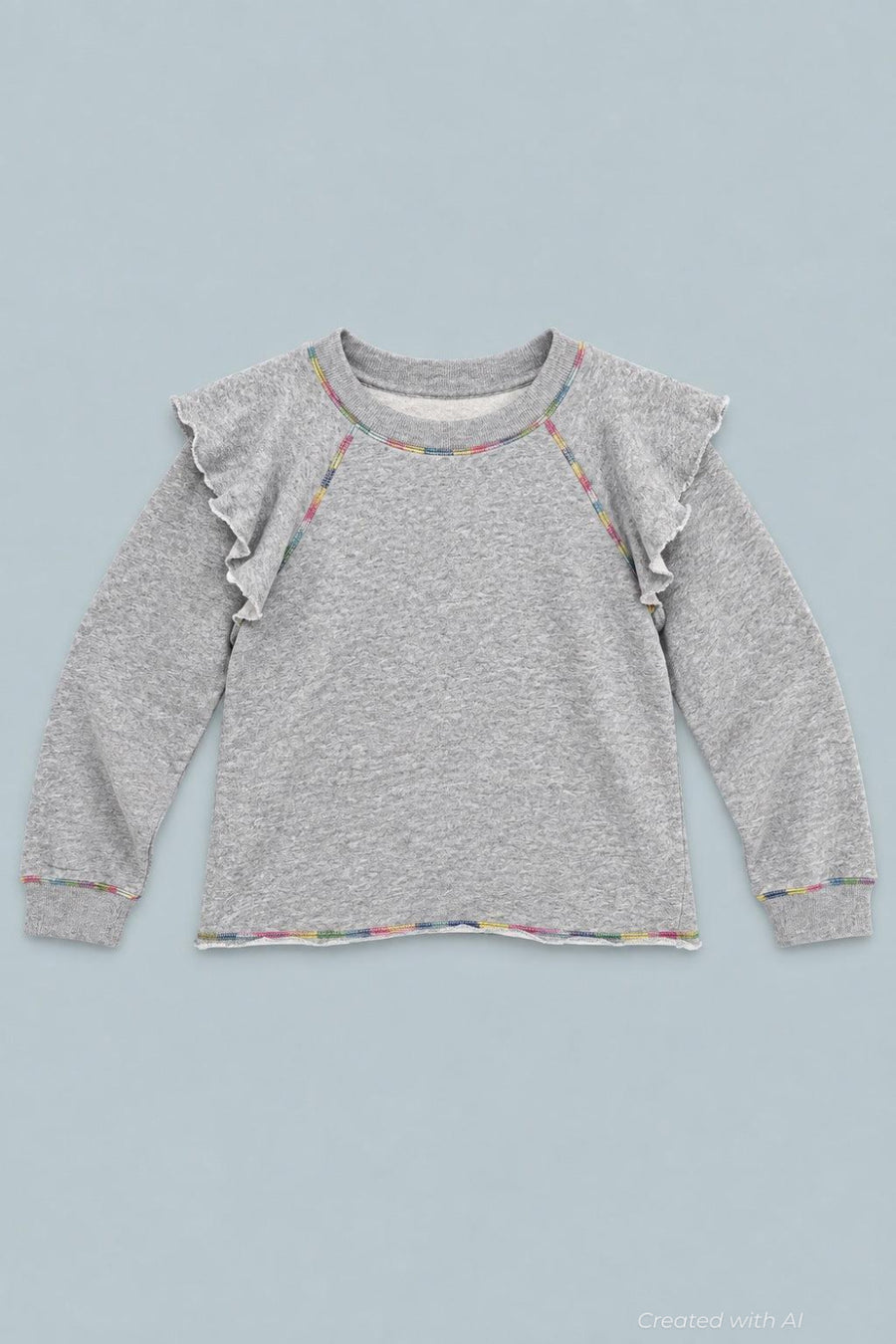Meghan Ruffle Shoulder Sweatshirt - Gray - Sweatshirt