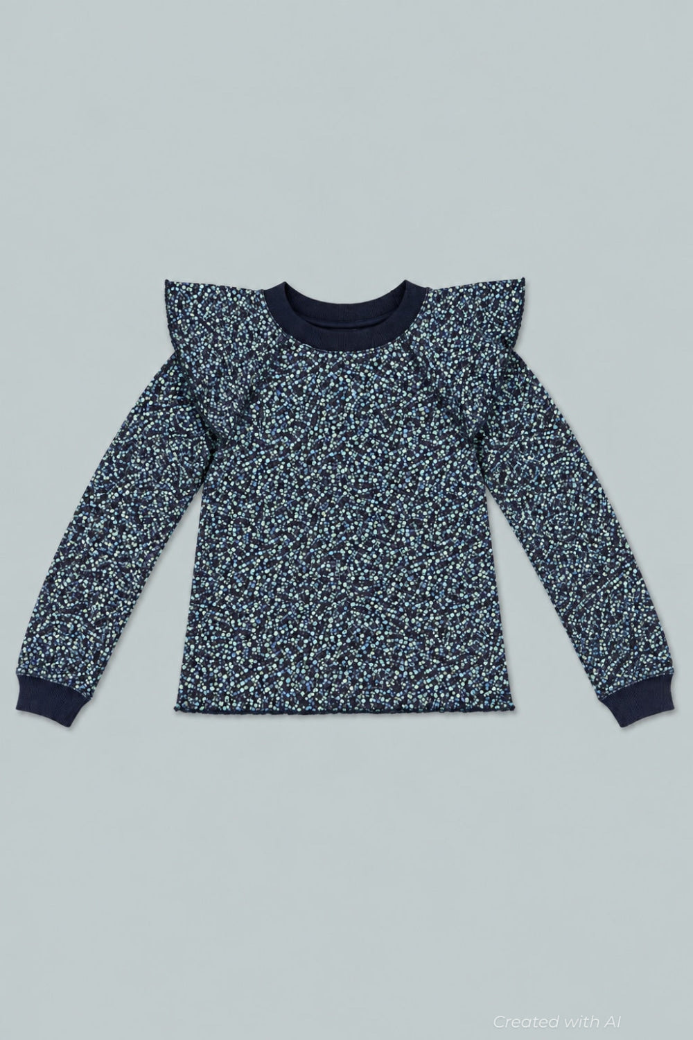Meghan Ruffle Shoulder Sweatshirt - Navy - Sweatshirt