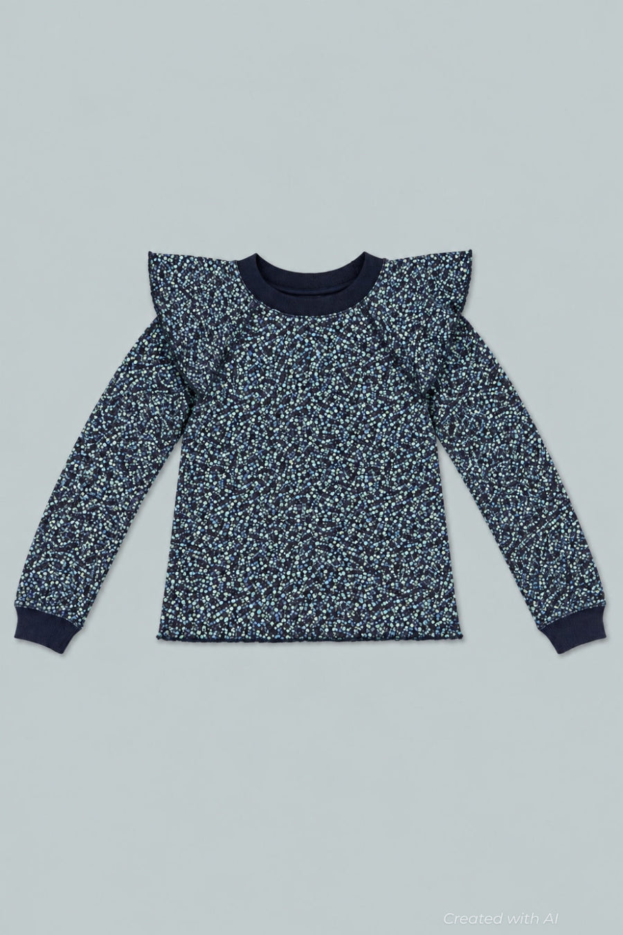 Meghan Ruffle Shoulder Sweatshirt - Navy - Sweatshirt
