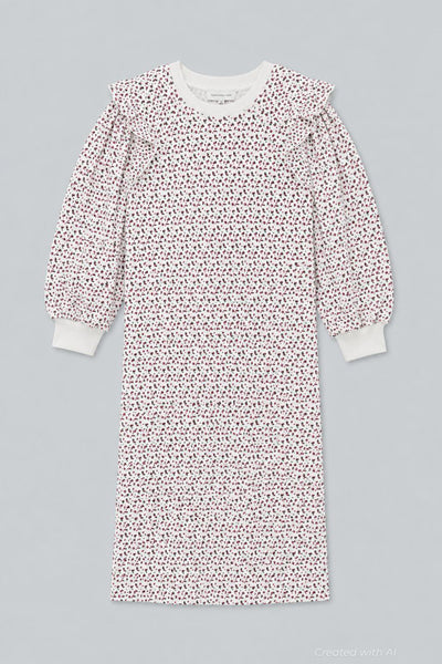 Meghan Ruffle Sweatshirt Dress - White - Dresses