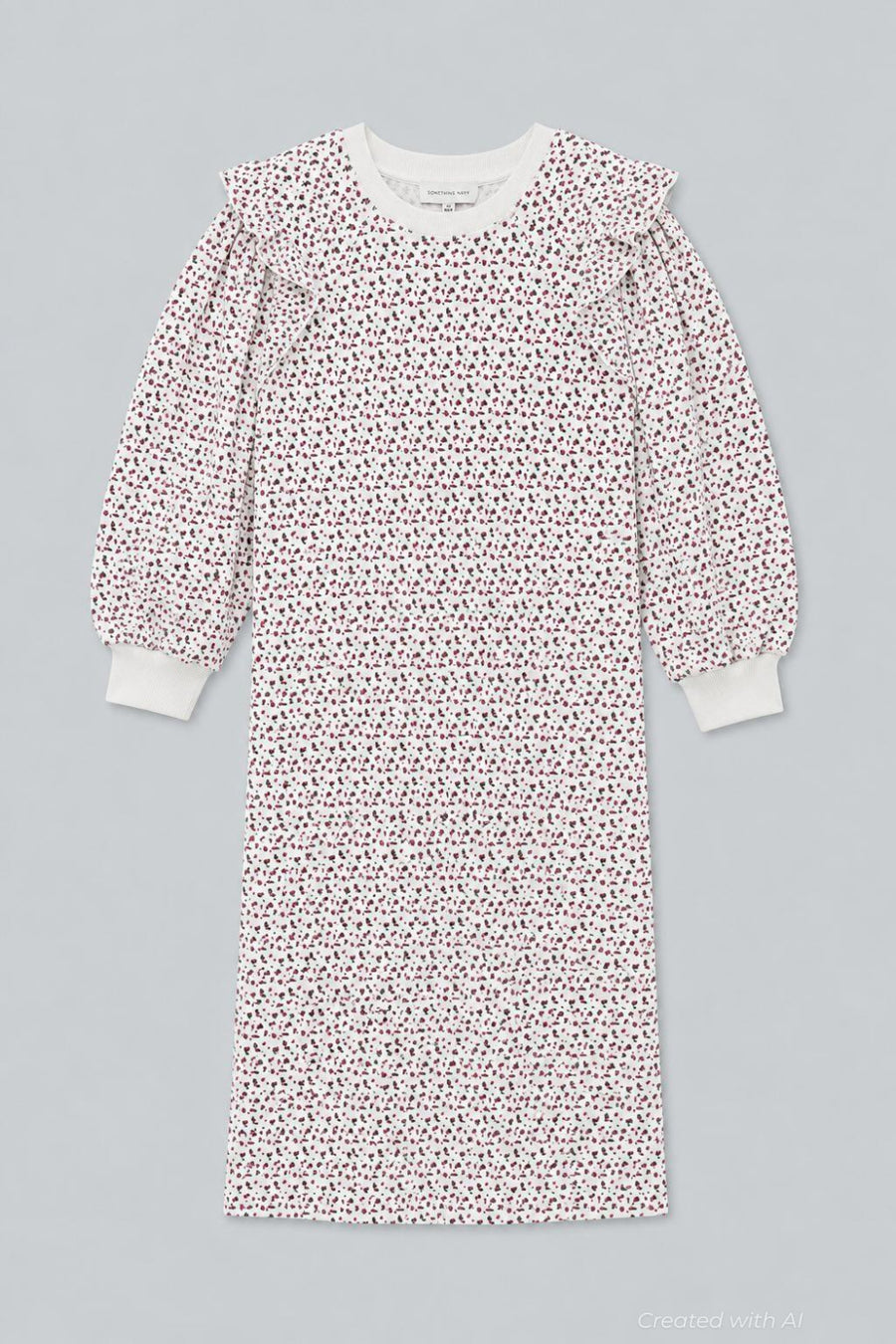 Meghan Ruffle Sweatshirt Dress - White - Dresses