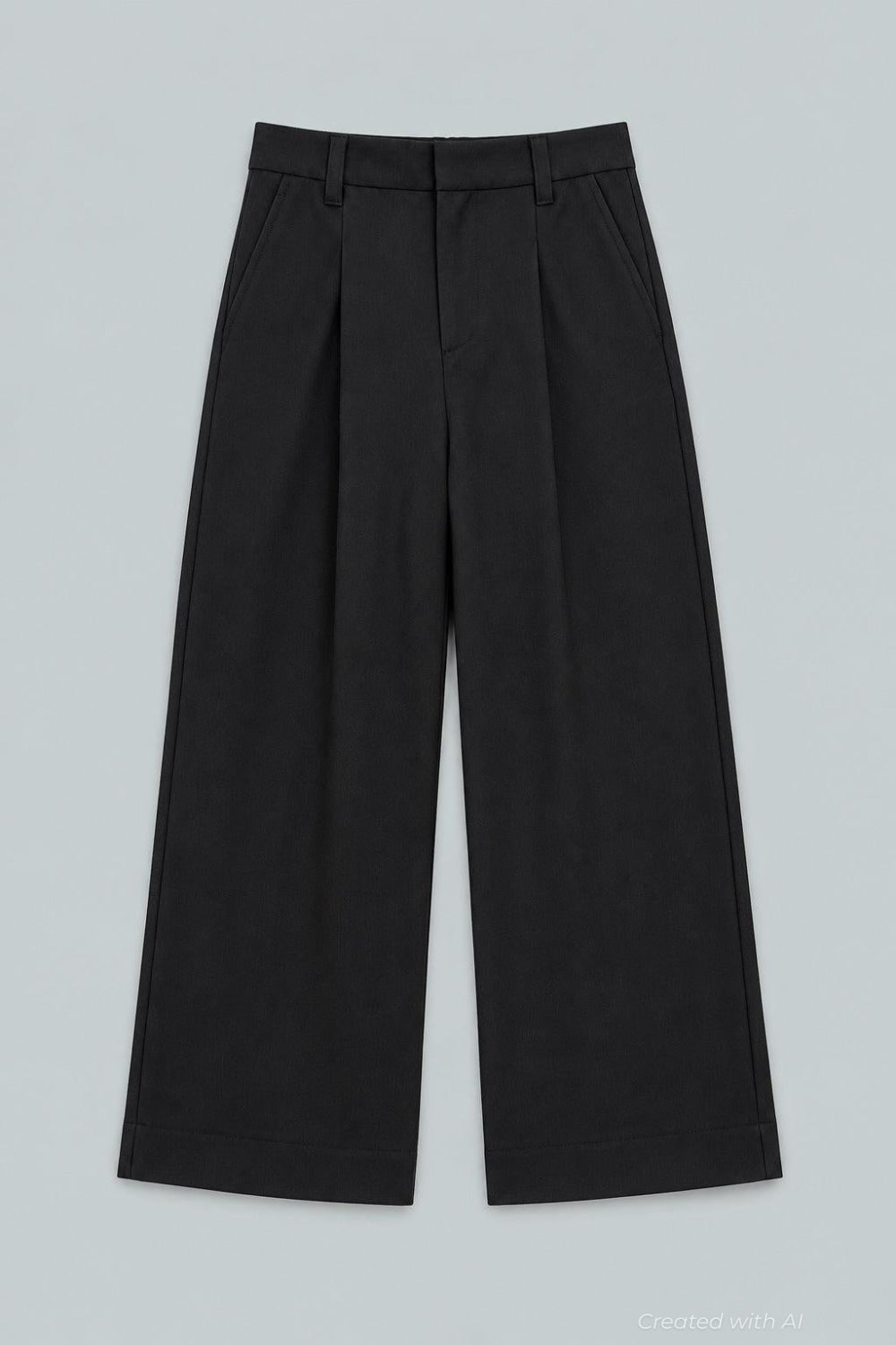Melange High Waisted Wide Leg Pants - Black - Pants