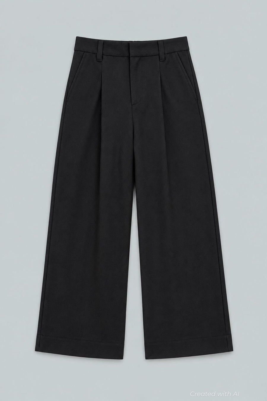 Melange High Waisted Wide Leg Pants - Black - Pants