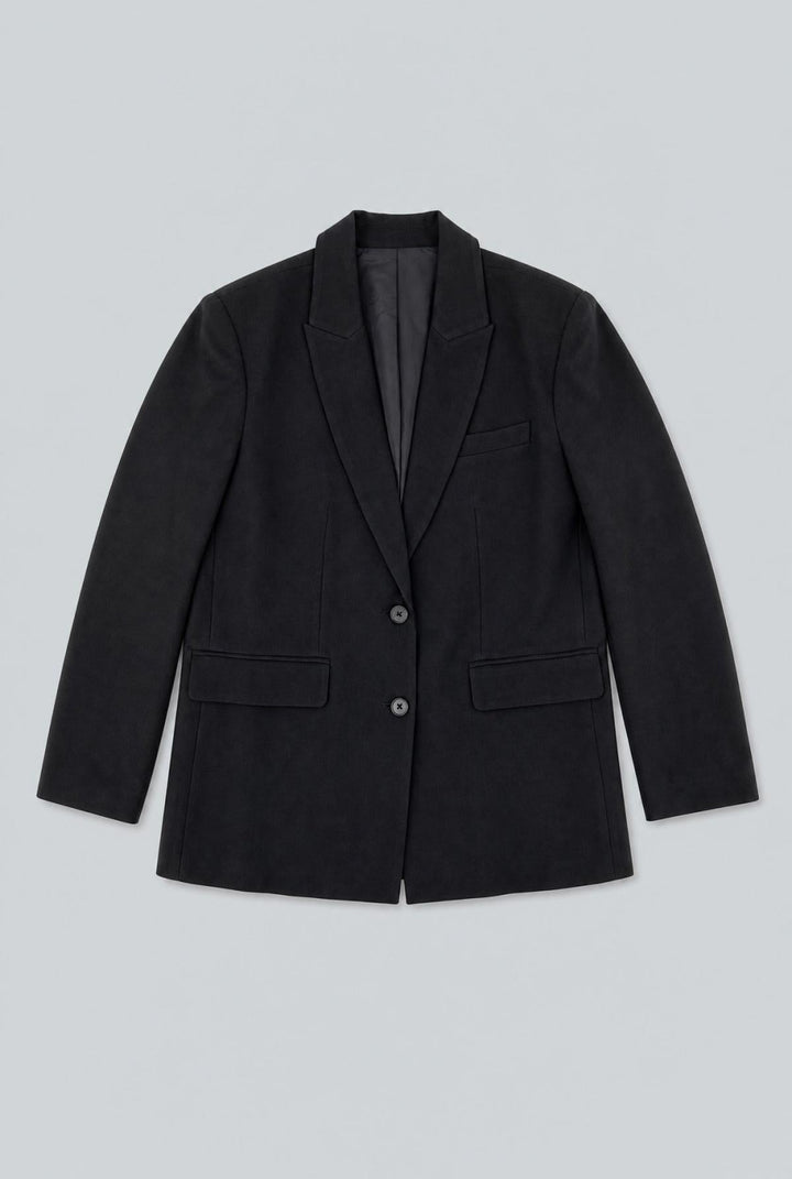 Melange Oversized Blazer - Black - Blazer