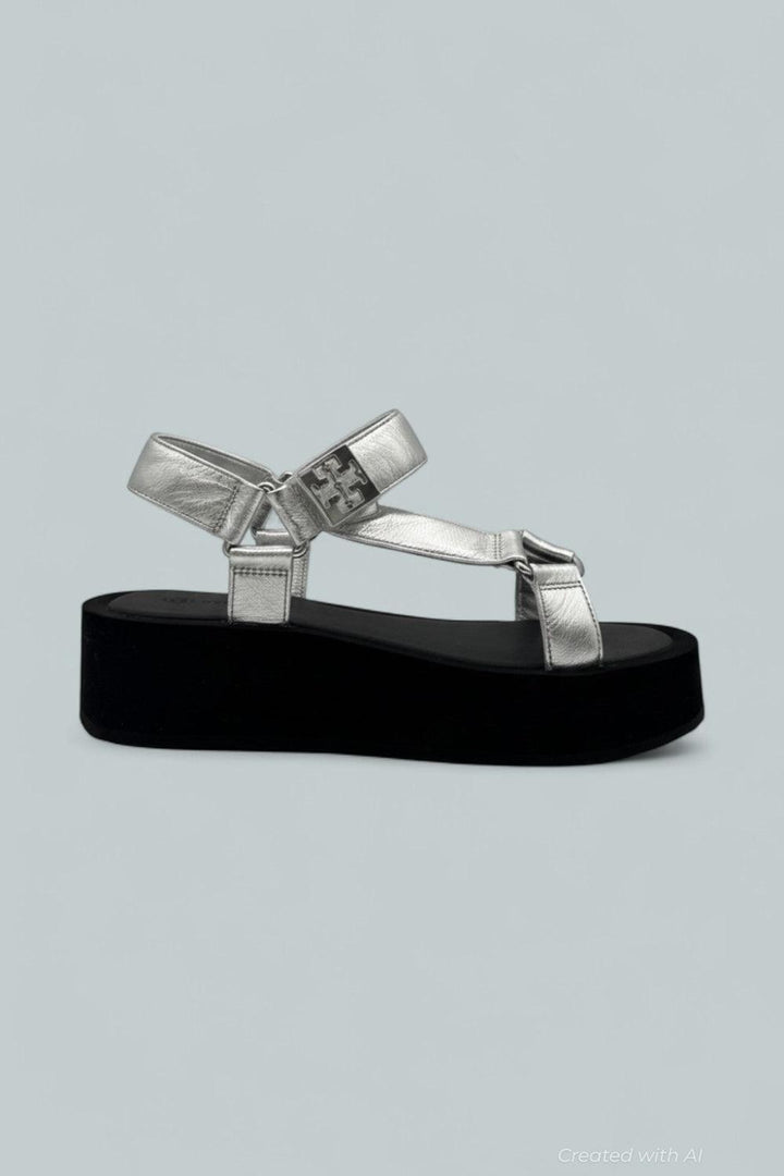 Mellow Platform Sandals - Silver / Perfect Black - 9 - Sandals