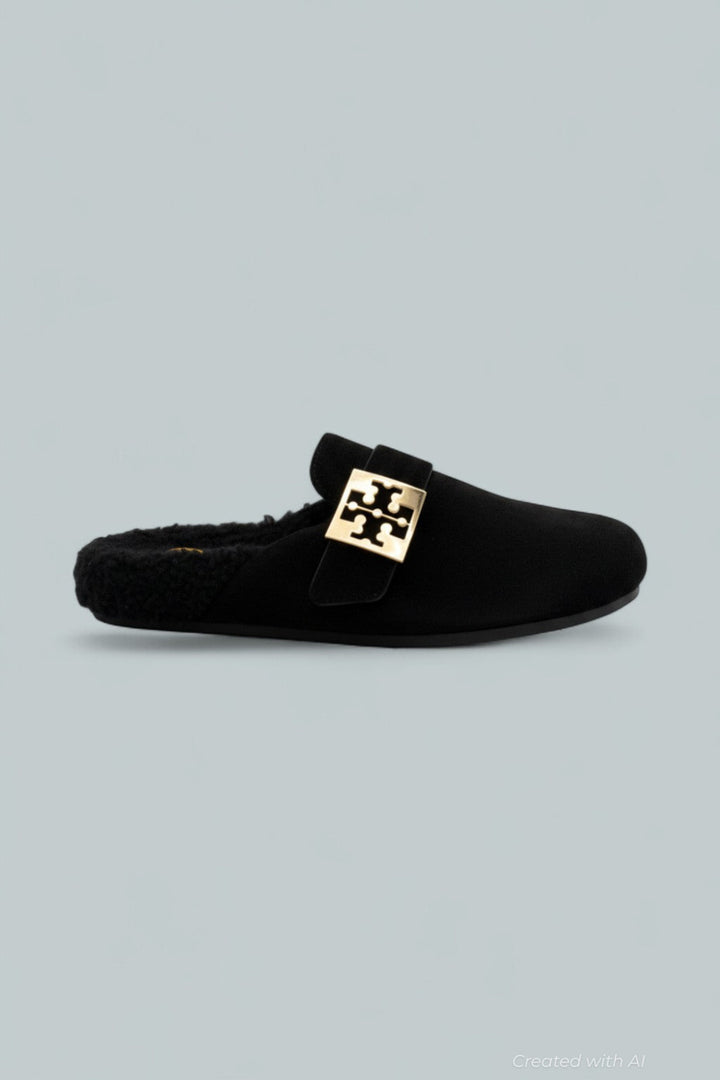 Mellow Shearling Mules - Perfect Black - 7.5 - Mules