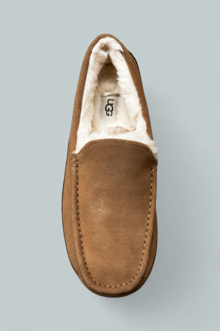 Men’s Ascot Suede Slippers - Chestnut - 10 - Moccasin