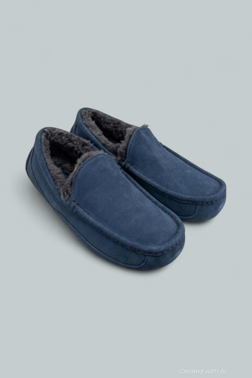 Men’s Ascot Suede Slippers - Deep Ocean - 9 - Moccasin