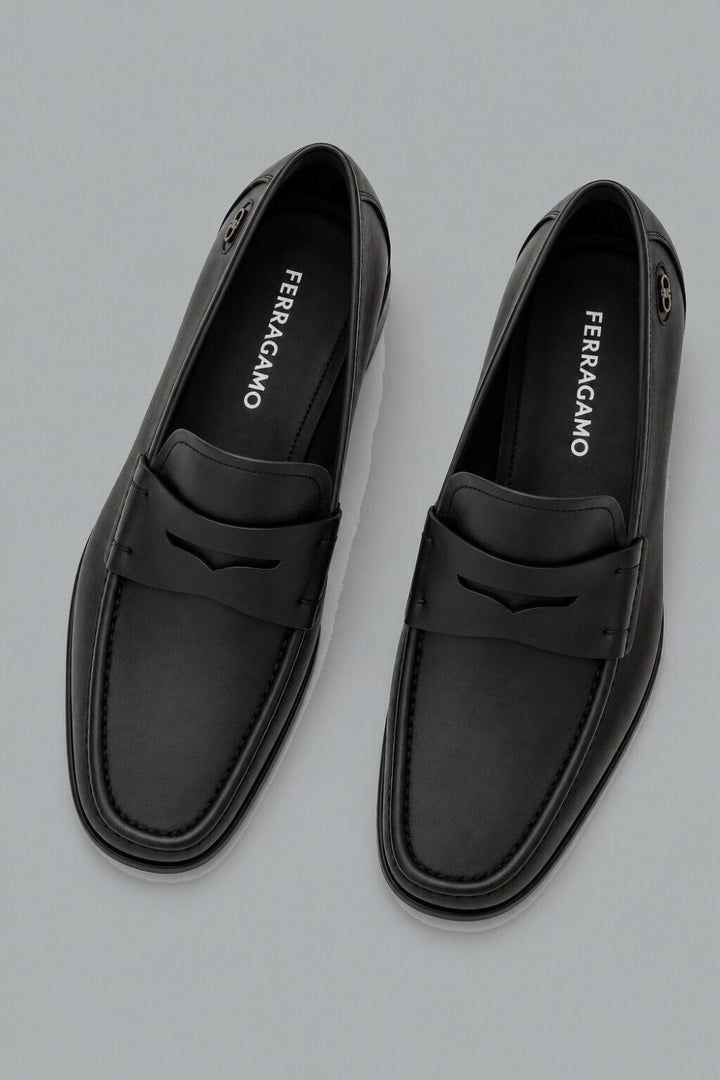 Men’s Athen Penny Leather Loafers - Nero - Loafers
